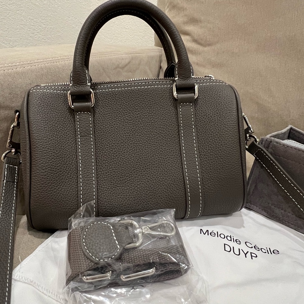 Gray Leather Boston Bqg